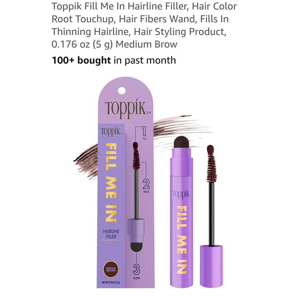 Toppik Fill Me In Hairline Filler Medium Brown Hair Fiber Wand 0.176oz 5g NEW
